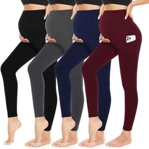 Maternity Leggings with Phone Pocket - Black, Gray, Navy, Burgundy
